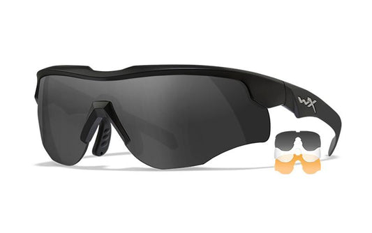 WILEY X BALLISTIC TACTICAL SUNGLASSES MOD. ROGUE COMM SMOKE WITH 3 LENSES AND BLACK MATTE